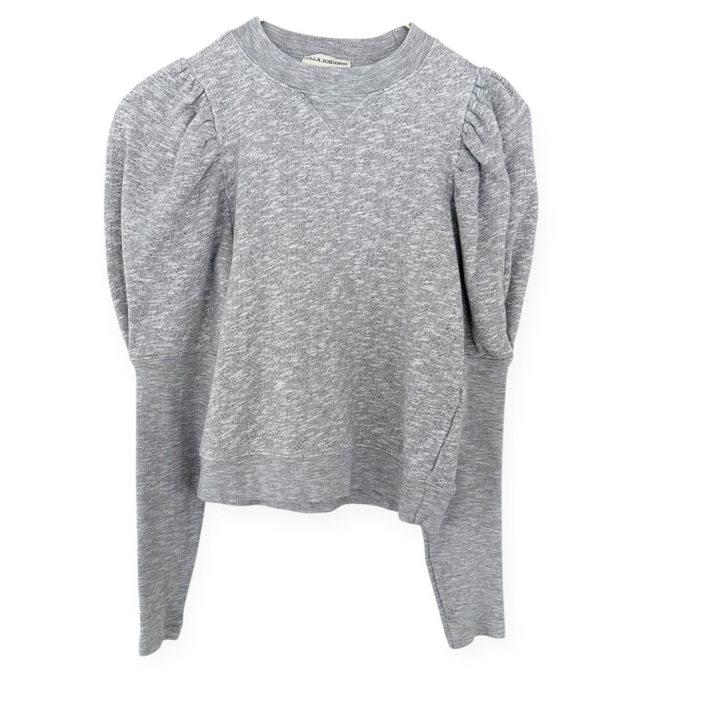 Ulla Johnson Heather Gray Puff-Sleeve Sweatshirt